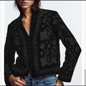 NWT Zara velvet embroidered blouse/jacket